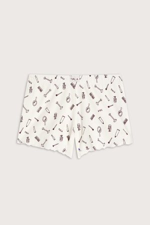 Pyjama Shorts - Ivory 'Wake Up' Print
