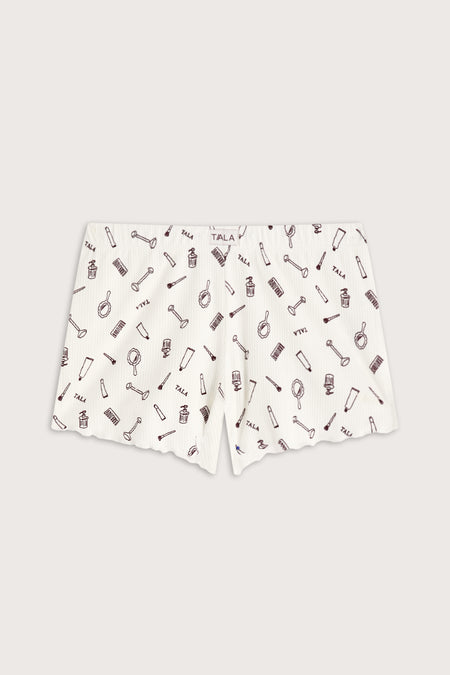 Pyjama Shorts - Ivory 'Wake Up' Print