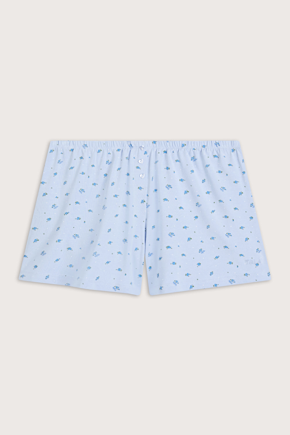 Button Pyjama Shorts - Baby Blue Floral Print
