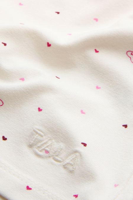 Button Pyjama Shorts - Love Heart Print