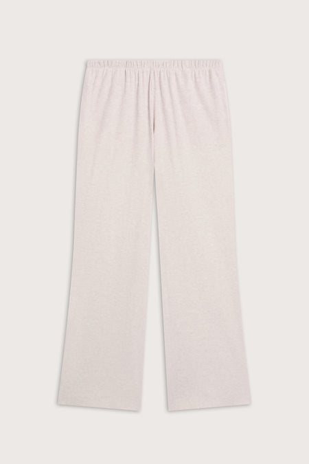 Mid-Rise Wide Led Pyjama Bottoms - Oat Marl