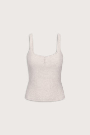 Sweetheart Henley Pyjama Vest - Oat Marl