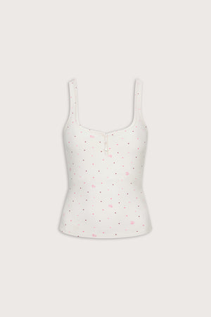 Sweetheart Henley Pyjama Vest - Love Heart Print