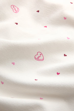 Sweetheart Henley Pyjama Vest - Love Heart Print