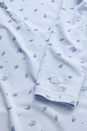 Sweetheart Long Sleeve Pyjama Top - Baby Blue Floral Print