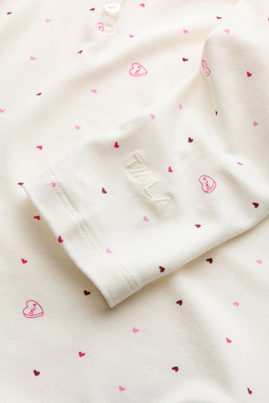Sweetheart Long Sleeve Pyjama Top - Love Heart Print