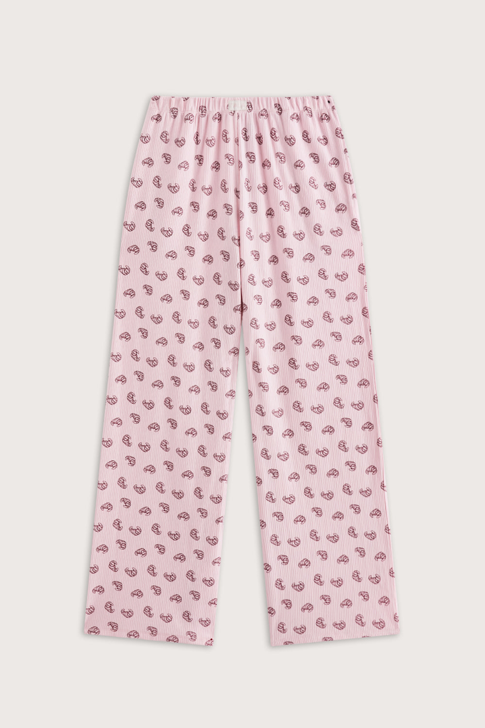 Wide Leg Pyjama Bottoms - Pink Croissant
