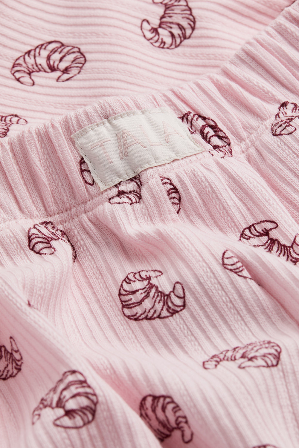 Wide Leg Pyjama Bottoms - Pink Croissant