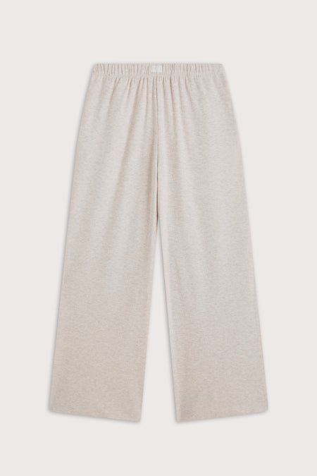 High-Rise Wide Leg Pyjama Bottoms - Oat Marl