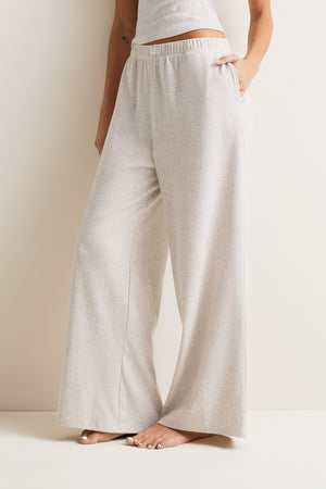 Wide Leg Pyjama Bottoms - Oat Marl
