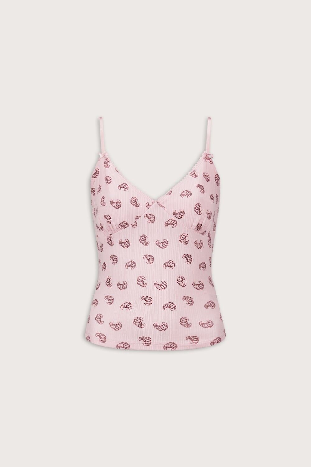 Cami Pyjama Vest - Pink Croissant