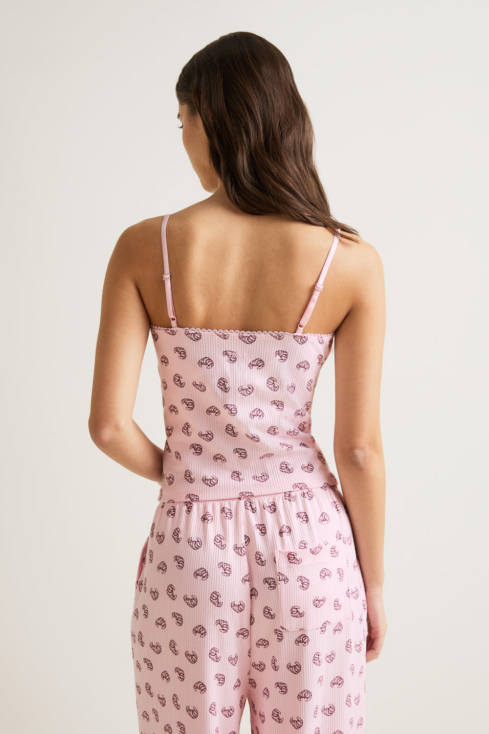 Cami Pyjama Vest - Pink Croissant