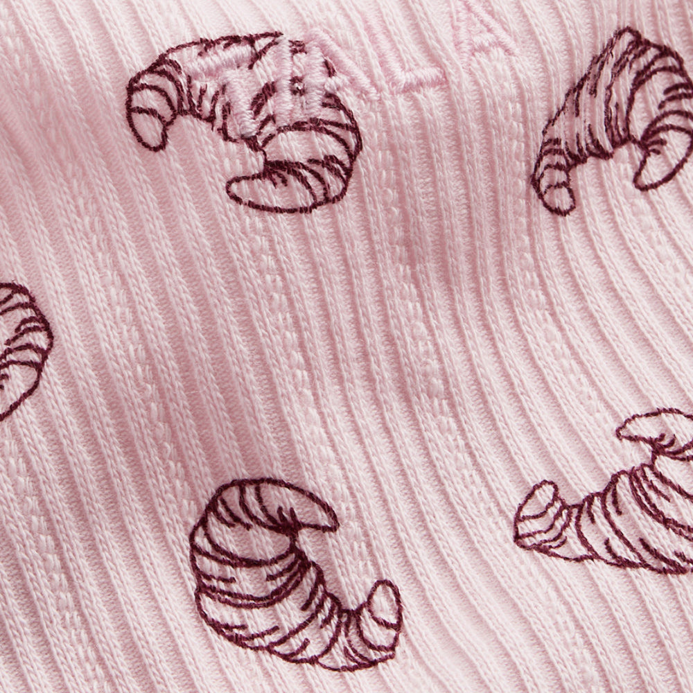 Cami Pyjama Vest - Pink Croissant