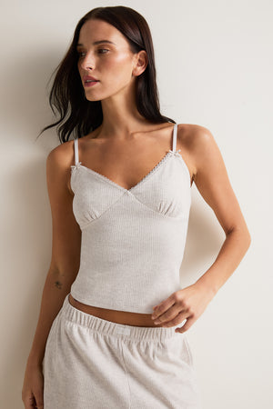 Cami Pyjama Vest - Oat Marl