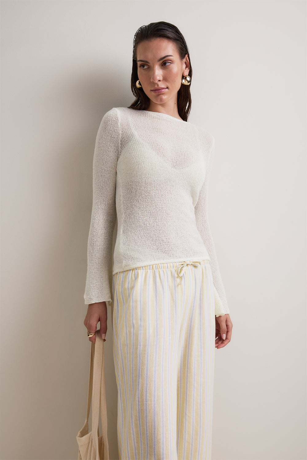Multiway Long Sleeve Beach Knit Top - Ivory