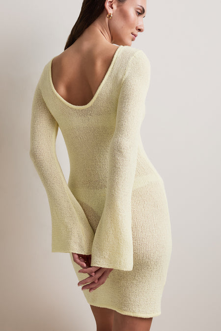 Multiway Beach Knit Mini Dress - Lemon Yellow