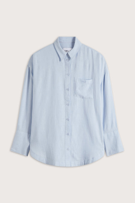 Soft Linen Long Sleeve Shirt - Baby Blue