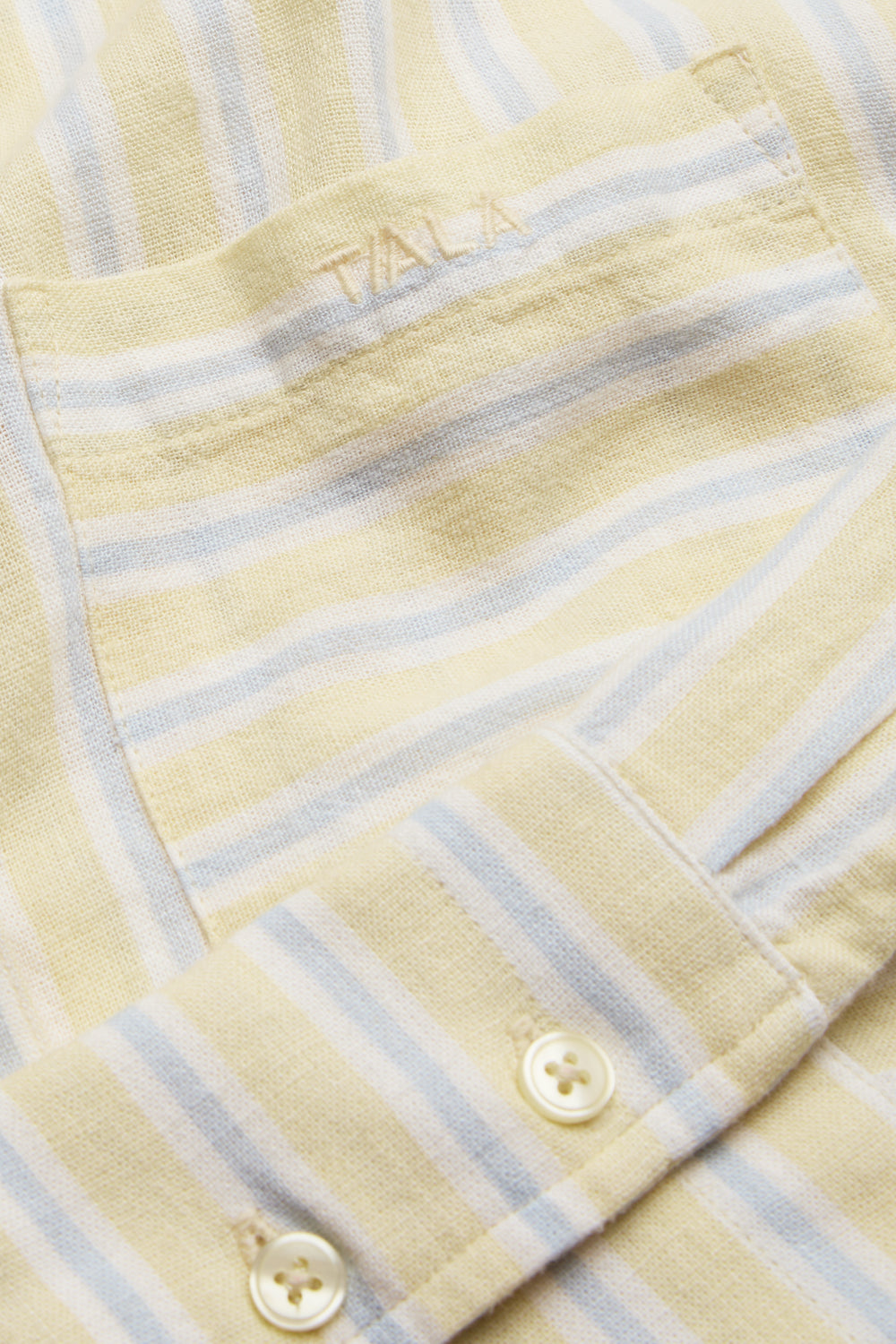 Soft Linen Long Sleeve Shirt - Lemon / Blue Stripe