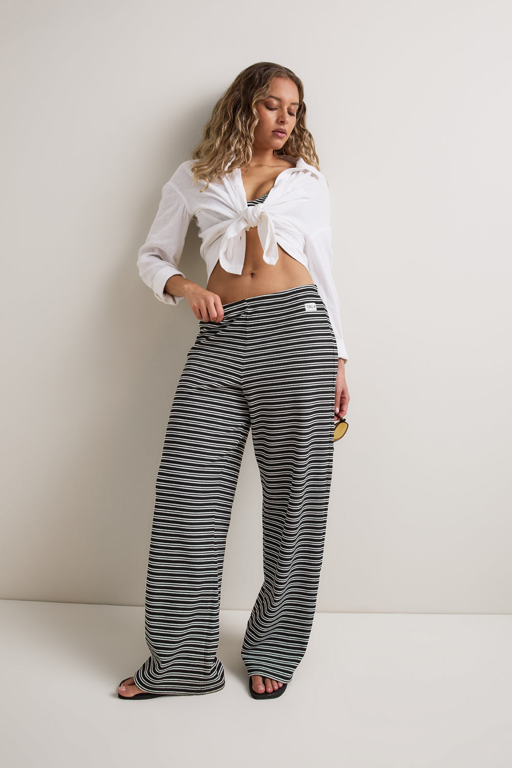 Stripe Knit Trouser - Black / White