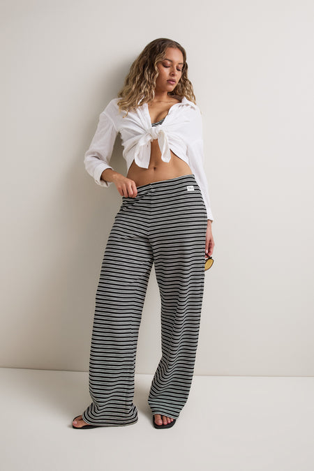 Stripe Knit Trouser - Black / White