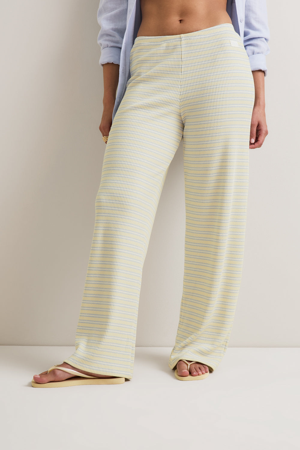 Stripe Knit Trouser - Lemon Yellow