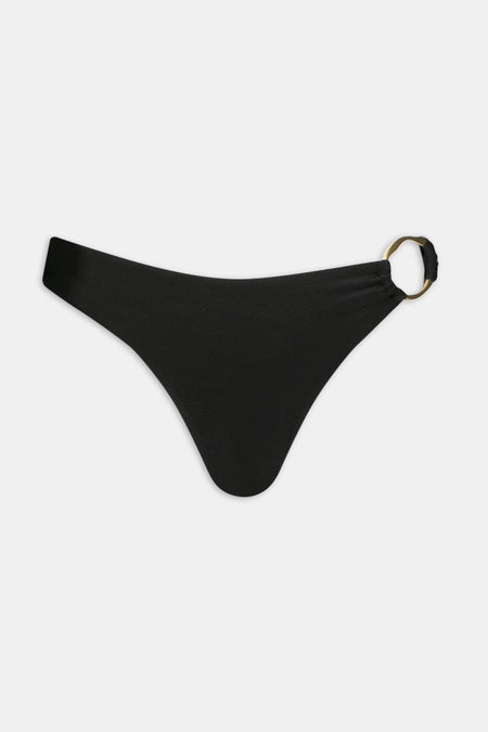 Asymmetric Gold Ring Bikini Bottom - Black Onyx