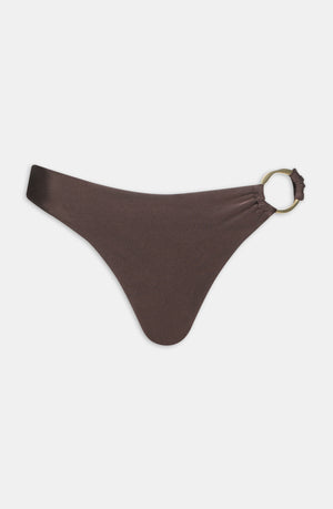 ASYMMETRIC GOLD RING BIKINI BOTTOM - ESPRESSO
