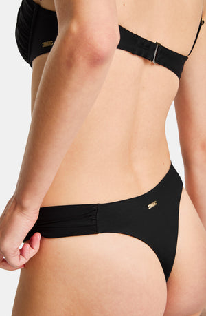 GATHERED BIKINI BOTTOM - BLACK ONYX
