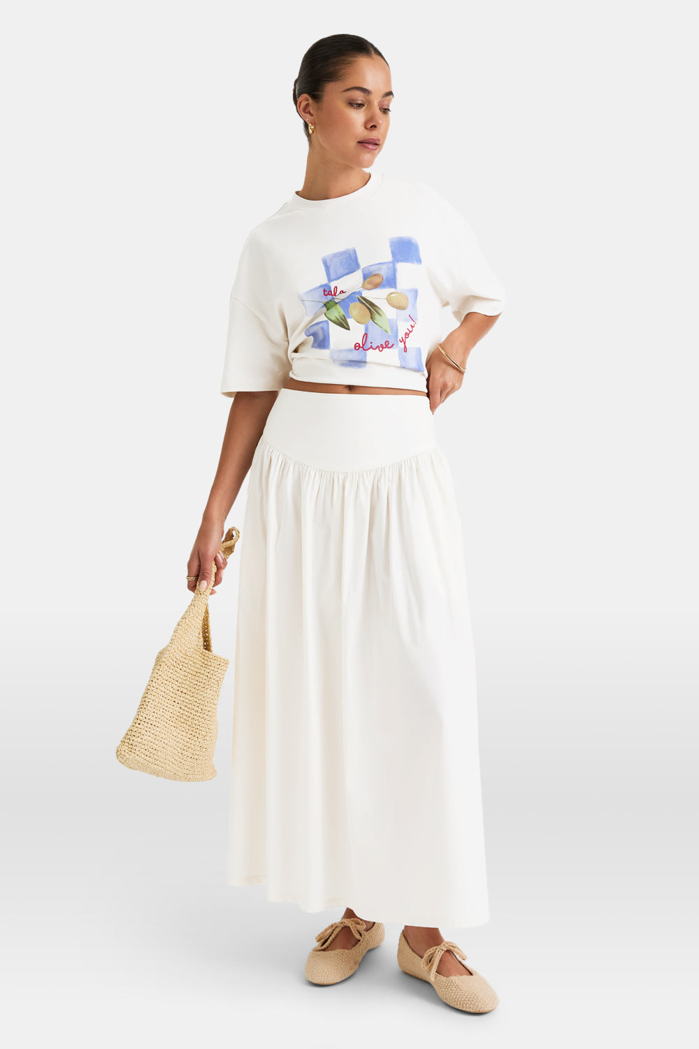 POPLIN MAXI SKIRT - COCONUT MILK