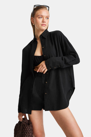 The Essential Linen Shirt - Shadow Black