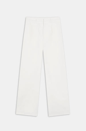 HEAVYWEIGHT LINEN TAILORED WIDE LEG TROUSERS - COCONUT MILK