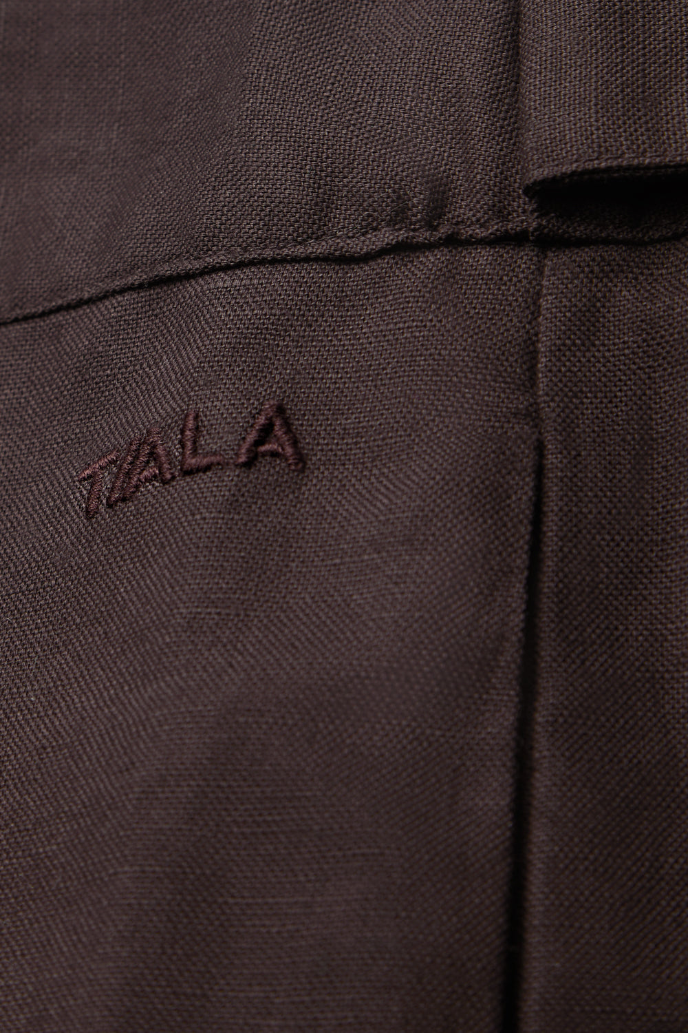 HEAVYWEIGHT LINEN TAILORED WIDE LEG TROUSERS - ESPRESSO