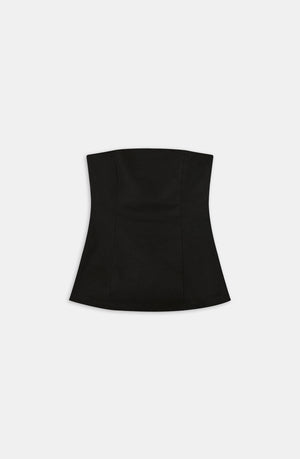 HEAVYWEIGHT LINEN LONGLINE STRAPLESS TOP - BLACK ONYX
