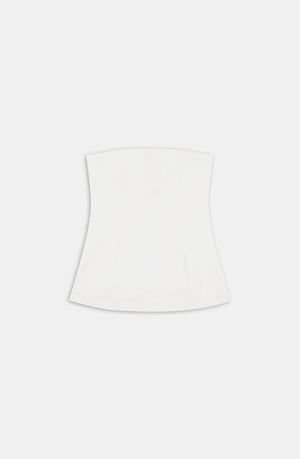 HEAVYWEIGHT LINEN LONGLINE STRAPLESS TOP - COCONUT MILK