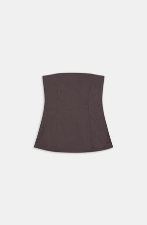 HEAVYWEIGHT LINEN LONGLINE STRAPLESS TOP - ESPRESSO