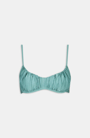 UNDERWIRED GATHERED BIKINI TOP - TEAL