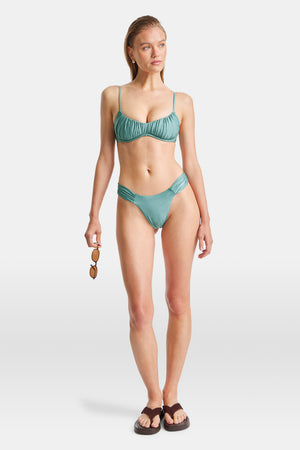 Underwired Gathered Bikini Top - Teal