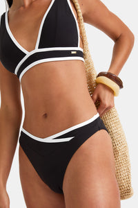 Contrast Wrap Waist Bikini Bottom - Shadow Black And Coconut Milk