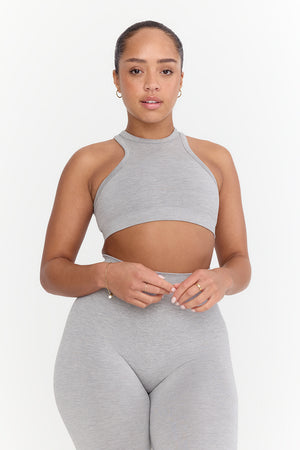 SCULPT SEAMLESS RIBBED HIGH WAISTED LEGGING - LIGHT GREY MARL – TALA