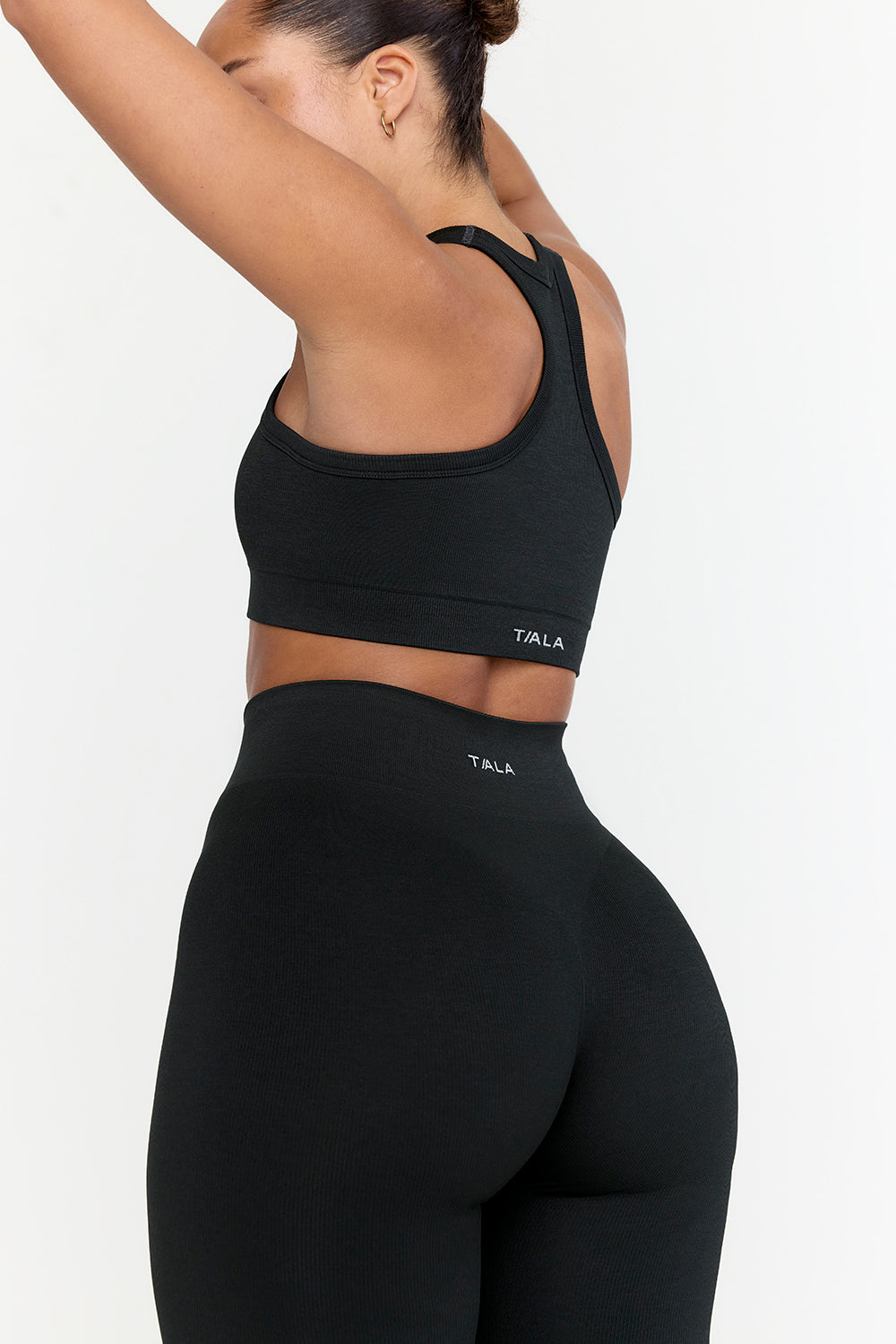 Black Seamless Rib High Waisted Gym Leggings