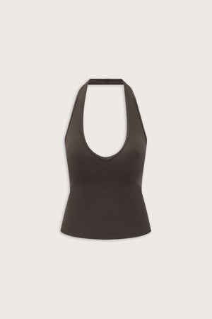 Sculpt Seamless Halter Tank - Espresso Brown