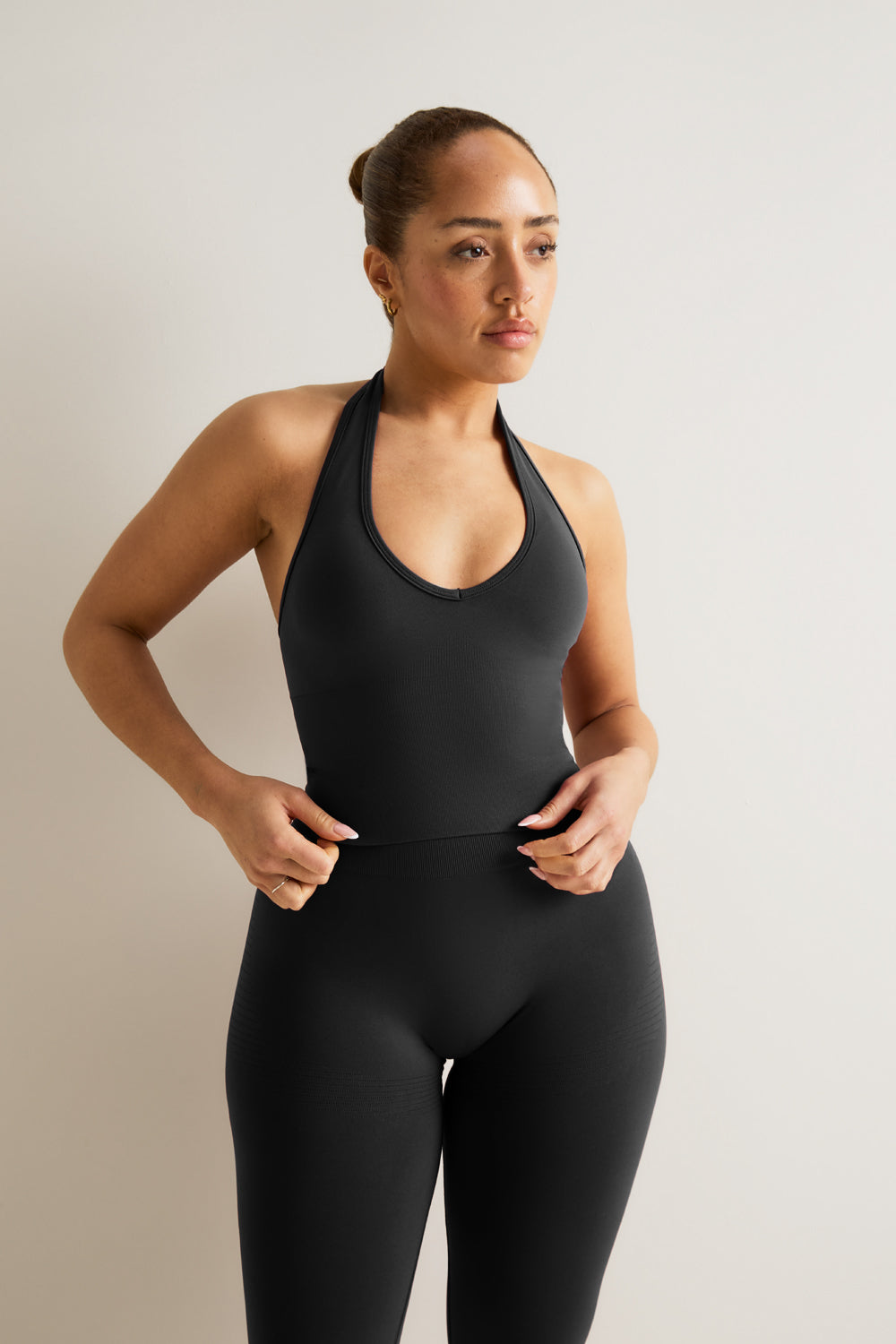 Sculpt Seamless Halter Tank - Black Marl