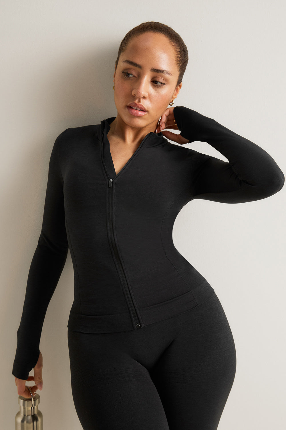 Sculpt Seamless Longline Jacket - Black Marl