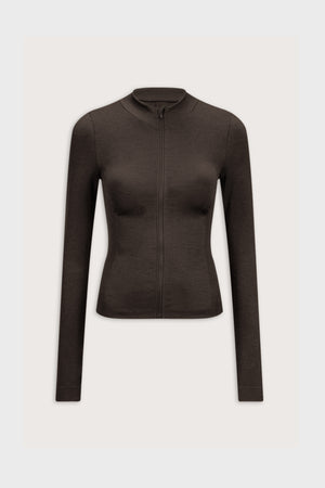 Sculpt Seamless Longline Jacket - Espresso Brown