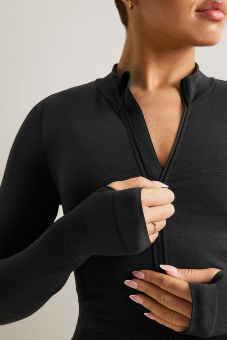 Sculpt Seamless Longline Jacket - Black Marl