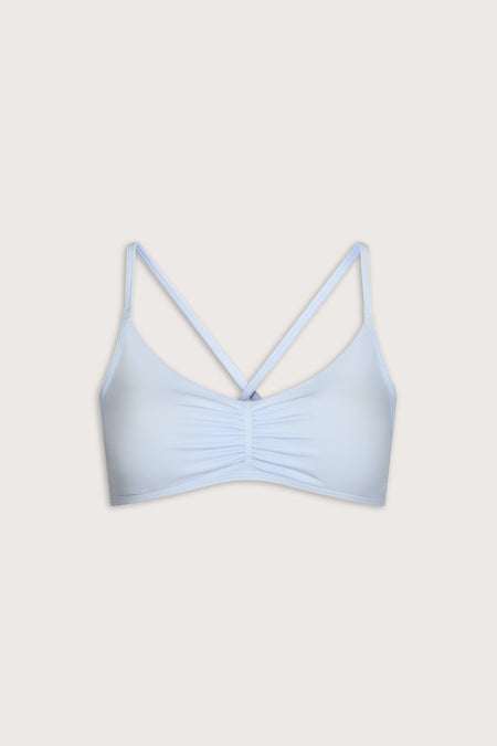 Sculpt Seamless Ruched Cross Back Sports Bra - Baby Blue