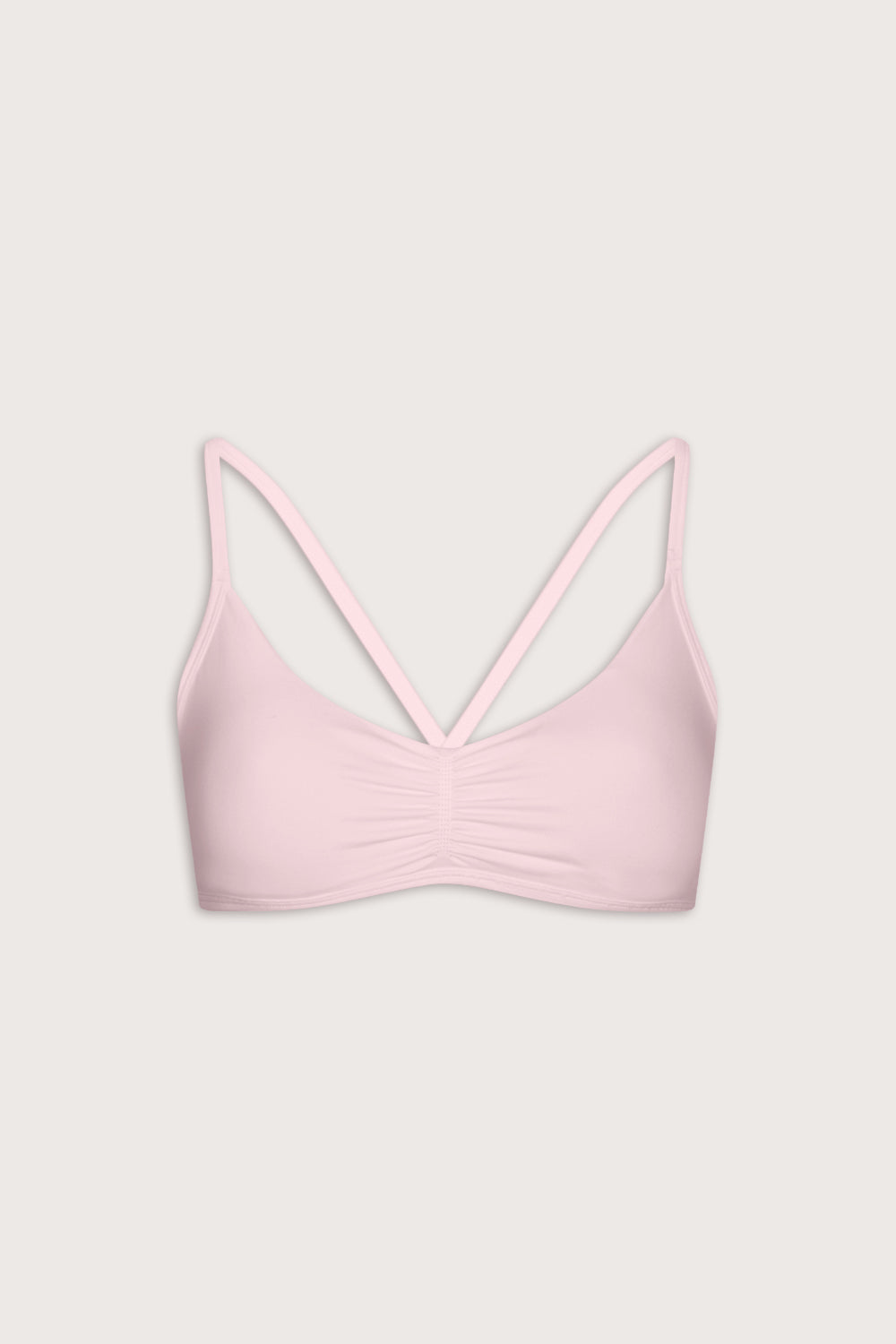 Sculpt Seamless Ruched Cross Back Sports Bra - Baby Pink