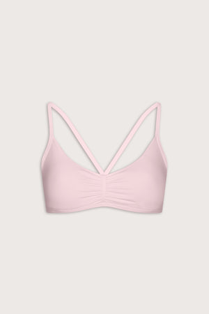 Sculpt Seamless Ruched Cross Back Sports Bra - Baby Pink