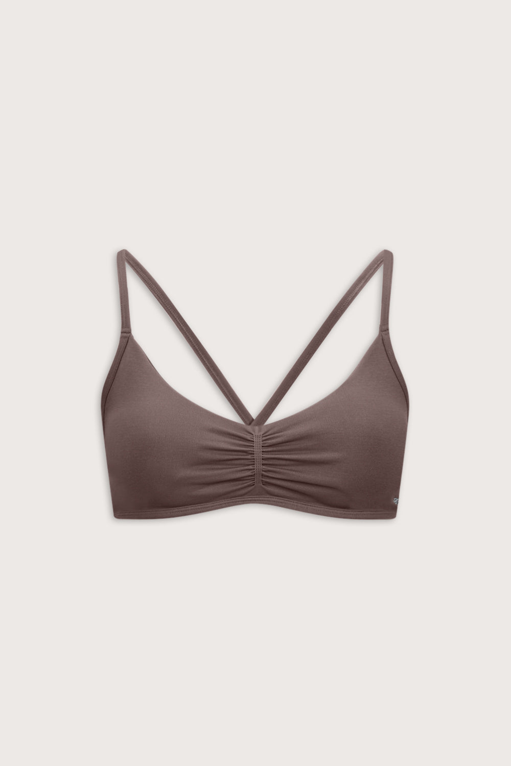 Sculpt Seamless Ruched Cross Back Sports Bra - Dark Truffle