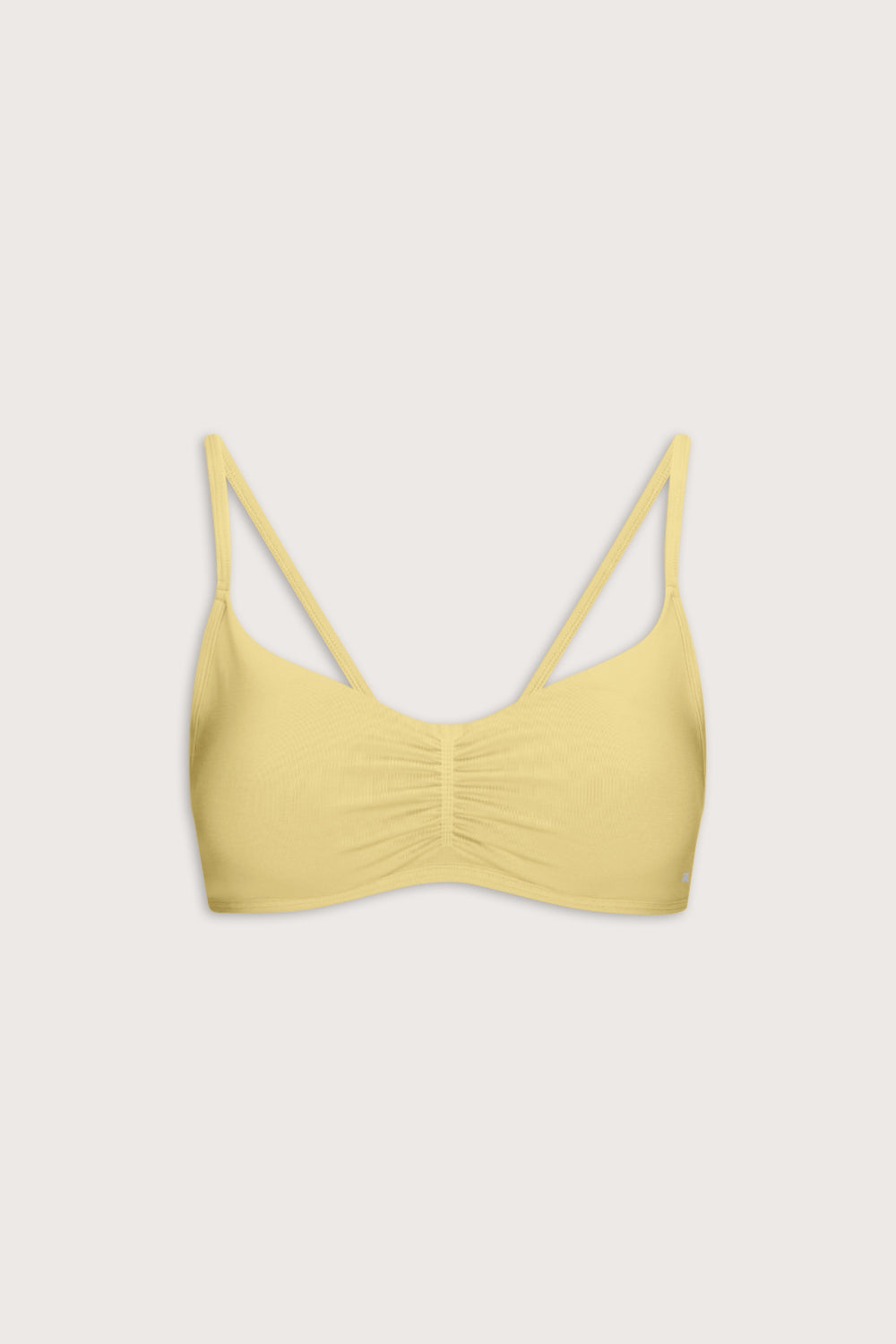 Sculpt Seamless Ruched Cross Back Sports Bra - Butter Yellow